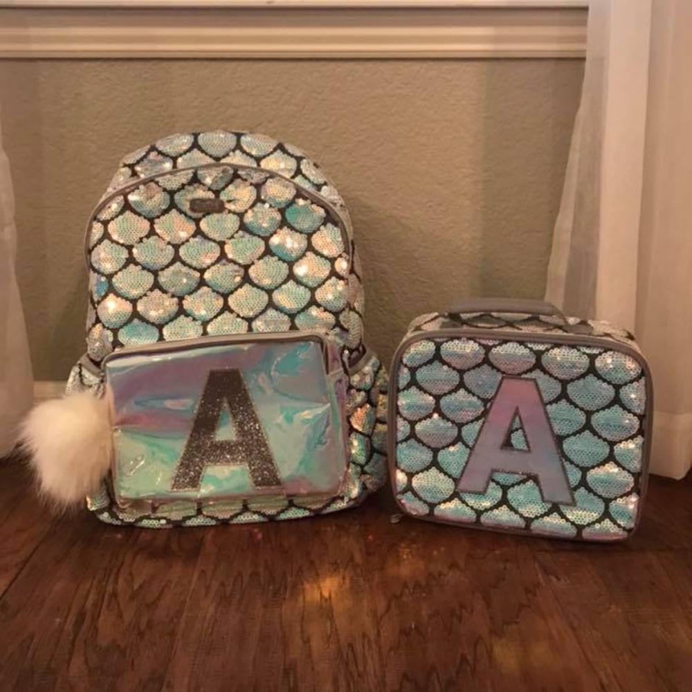 Justice backpack with matching lunch box.